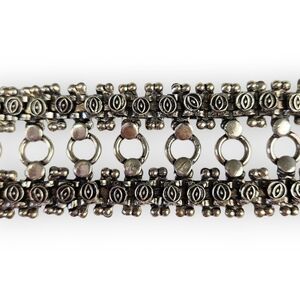 Evil Eye Wide Chain Bracelet Luck Ornate Antiqued Silver Tone Ladder Link 8"